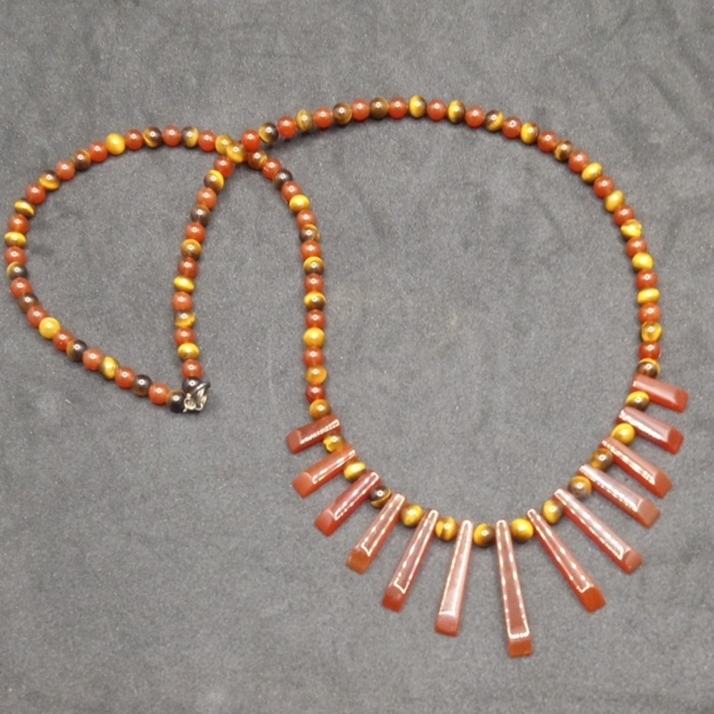 Vintage Tigers Eye Fan Necklace